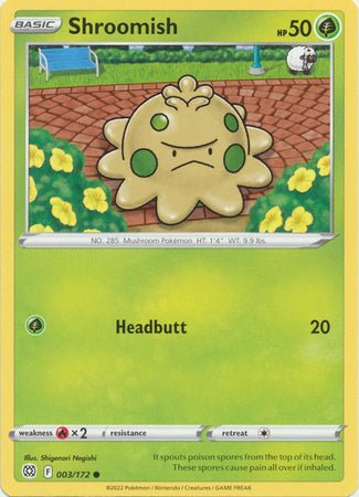 Pokemon - Shroomish - 003/172 - Common - Sword &amp; Shield: Brilliant Stars Series - Top CollectiblesCollectible CardsPokémon
