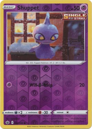 Pokemon - Shuppet - 062/198 - Common Reverse Holo - Sword &amp; Shield: Chilling Reign Series - Top CollectiblesCollectible CardsPokémon