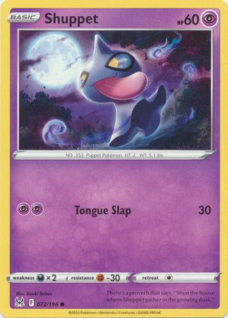 Pokemon - Shuppet - 072/196 - Common - Sword & Shield: Lost Origin Series - Top CollectiblesCollectible CardsPokémon