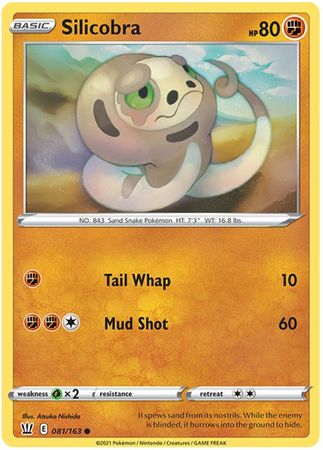 Pokemon - Silicobra - 081/163 - Common - Sword &amp; Shield: Battle Styles Singles - Top CollectiblesCollectible CardsPokémon