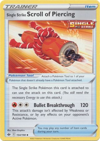 Pokemon - Single Strike Scroll of Piercing - 154/198 - Uncommon - Sword &amp; Shield: Chilling Reign Series - Top CollectiblesCollectible CardsPokémon