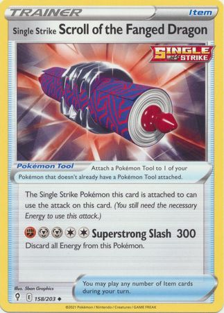 Pokemon - Single Strike Scroll of the Fanged Dragon - 158/203 - Uncommon - Sword &amp; Shield: Evolving Skies Series - Top CollectiblesCollectible CardsPokémon