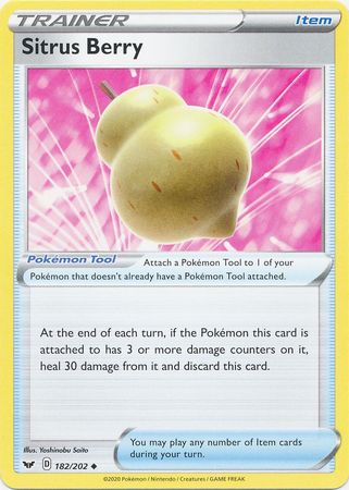Pokemon - Sitrus Berry - 182/202 - Uncommon - Sword &amp; Shield: Base Set Series - Top CollectiblesCollectible CardsPokémon