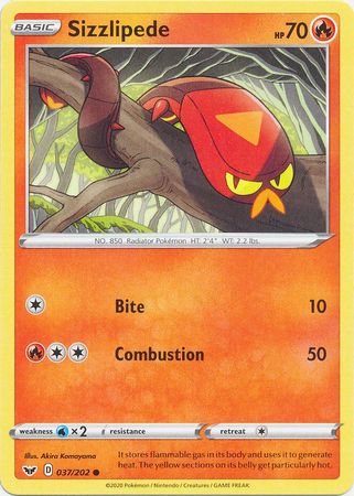 Pokemon - Sizzlipede - 037/202 - Common - Sword &amp; Shield: Base Set Series - Top CollectiblesCollectible CardsPokémon