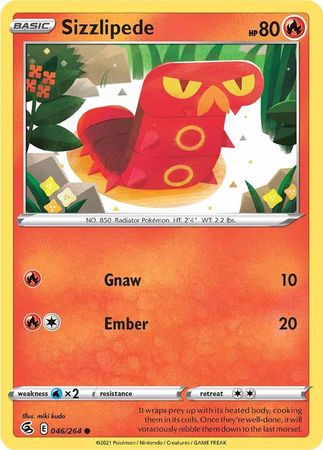Pokemon - Sizzlipede - 046/264 - Common - Sword &amp; Shield: Fusion Strike Series - Top CollectiblesCollectible CardsPokémon
