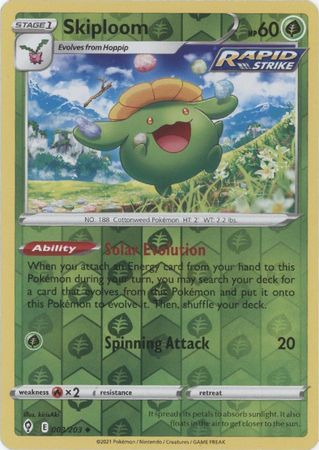 Pokemon - Skiploom - 003/203 - Uncommon Reverse Holo - Sword & Shield: Evolving Skies Series - Top CollectiblesCollectible CardsPokémon