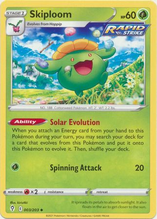 Pokemon - Skiploom - 003/203 - Uncommon - Sword &amp; Shield: Evolving Skies Series - Top CollectiblesCollectible CardsPokémon