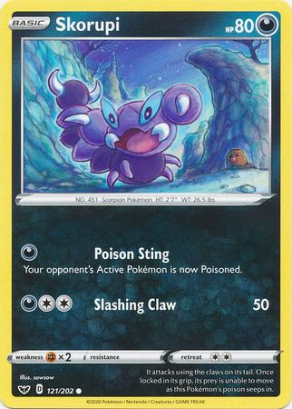 Pokemon - Skorupi - 121/202 - Common - Sword &amp; Shield: Base Set Series - Top CollectiblesCollectible CardsPokémon