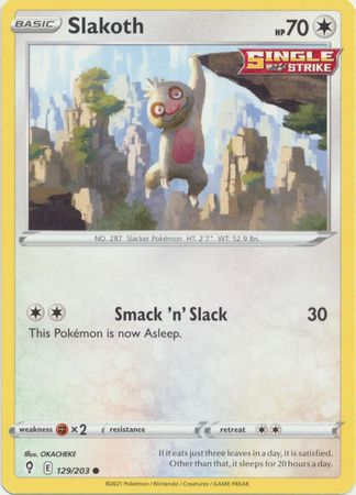 Pokemon - Slakoth - 129/203 - Common - Sword &amp; Shield: Evolving Skies Series - Top CollectiblesCollectible CardsPokémon