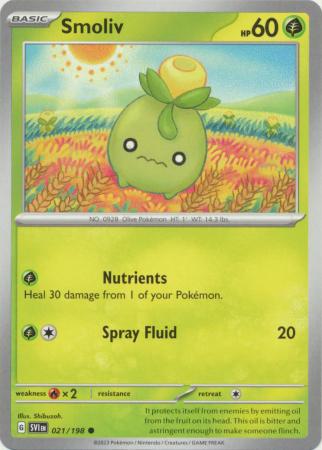 Pokemon - Smoliv - 021/198 - Common - Scarlet &amp; Violet (Base Set) Series - Top CollectiblesCollectible CardsPokémon