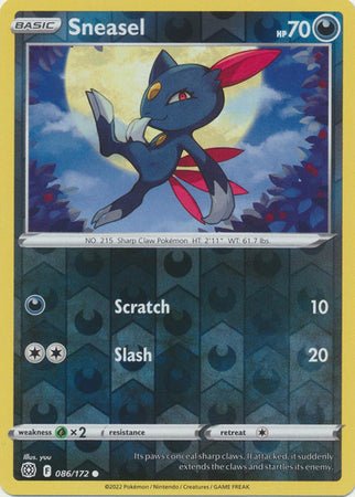 Pokemon - Sneasel - 086/172 - Common Reverse Holo - Sword &amp; Shield: Brilliant Stars Series - Top CollectiblesCollectible CardsPokémon