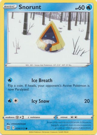 Pokemon - Snorunt - 034/172 - Common - Sword & Shield: Brilliant Stars Series - Top CollectiblesCollectible CardsPokémon