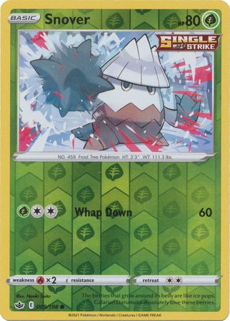 Pokemon - Snover - 009/198 - Common Reverse Holo - Sword &amp; Shield: Chilling Reign Series - Top CollectiblesCollectible CardsPokémon