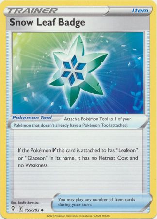 Pokemon - Snow Leaf Badge - 159/203 - Uncommon - Sword &amp; Shield: Evolving Skies Series - Top CollectiblesCollectible CardsPokémon