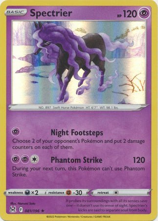 Pokemon - Spectrier - 081/196 - Holo Rare - Sword & Shield: Lost Origin Series - Top CollectiblesCollectible CardsPokémon