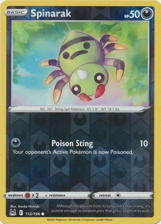 Pokemon - Spinarak - 112/196 - Common Reverse Holo - Sword &amp; Shield: Lost Origin Series - Top CollectiblesCollectible CardsPokémon