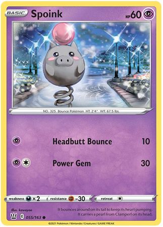 Pokemon - Spoink - 055/163 - Common - Sword &amp; Shield: Battle Styles Singles - Top CollectiblesCollectible CardsPokémon