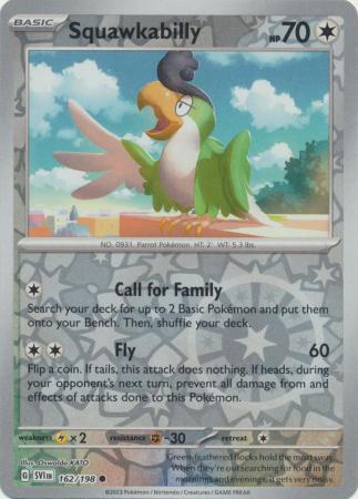 Pokemon - Squawkabilly - 162/198 - Common Reverse Holo - Scarlet & Violet (Base Set) Series - Top CollectiblesCollectible CardsPokémon