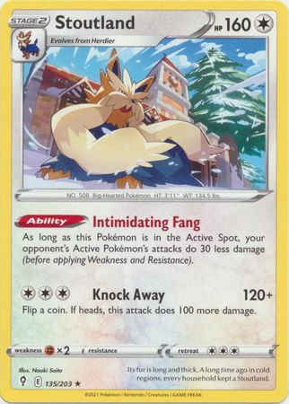 Pokemon - Stoutland - 135/203 - Rare - Sword &amp; Shield: Evolving Skies Series - Top CollectiblesCollectible CardsPokémon