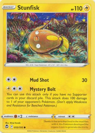 Pokemon - Stunfisk - 055/195 - Common - Sword &amp; Shield: Silver Tempest Series - Top CollectiblesCollectible CardsPokémon