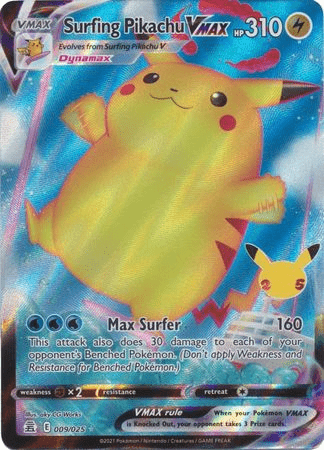 Pokemon - Surfing Pikachu VMAX - 9/25 - Ultra Rare - Celebrations Series - Top CollectiblesCollectible CardsPokémon