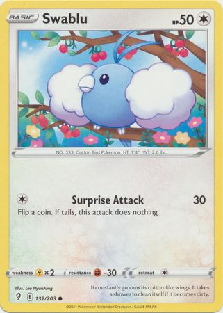 Pokemon - Swablu - 132/203 - Common - Sword &amp; Shield: Evolving Skies Series - Top CollectiblesCollectible CardsPokémon