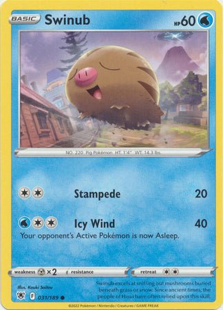 Pokemon - Swinub - 031/189 - Common - Sword &amp; Shield: Astral Radiance Series - Top CollectiblesCollectible CardsPokémon