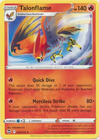 Pokemon - Talonflame - 029/195 - Rare - Sword &amp; Shield: Silver Tempest Series - Top CollectiblesCollectible CardsPokémon