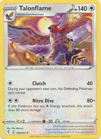 Pokemon - Talonflame - 140/203 - Rare - Sword &amp; Shield: Evolving Skies Series - Top CollectiblesCollectible CardsPokémon