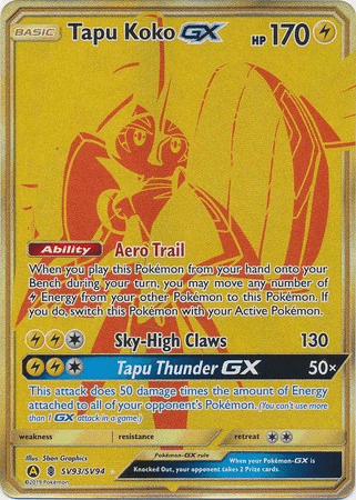 Pokemon - Tapu Koko GX - SV93/SV94 - Gold Secret - Hidden Fates Series - Top CollectiblesCollectible CardsPokémon