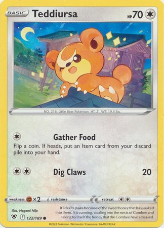 Pokemon - Teddiursa - 122/189 - Common - Sword &amp; Shield: Astral Radiance Series - Top CollectiblesCollectible CardsPokémon
