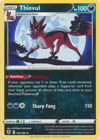 Pokemon - Thievul - 104/189 - Rare - Sword &amp; Shield: Astral Radiance Series - Top CollectiblesCollectible CardsPokémon