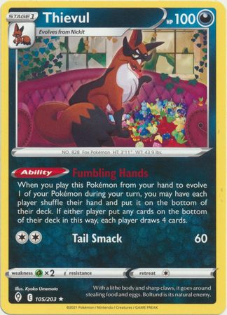 Pokemon - Thievul - 105/203 - Rare - Sword &amp; Shield: Evolving Skies Series - Top CollectiblesCollectible CardsPokémon