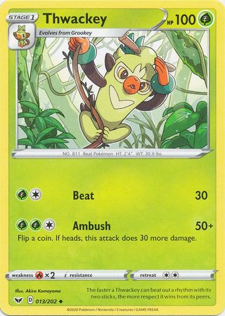 Pokemon - Thwackey - 013/202 - Uncommon - Sword &amp; Shield: Base Set Series - Top CollectiblesCollectible CardsPokémon