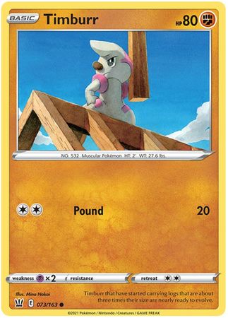 Pokemon - Timburr - 073/163 - Common - Sword &amp; Shield: Battle Styles Singles - Top CollectiblesCollectible CardsPokémon