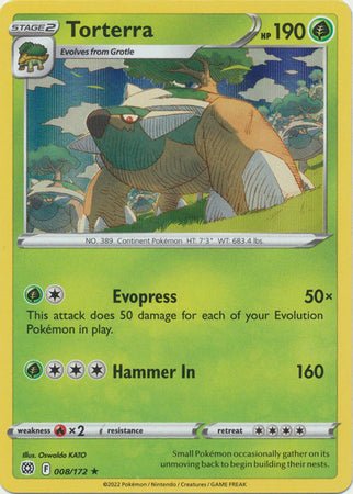 Pokemon - Torterra - 008/172 - Holo Rare - Sword &amp; Shield: Brilliant Stars Series - Top CollectiblesCollectible CardsPokémon