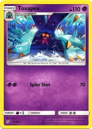 Pokemon - Toxapex - 97/236 - Rare - Sun & Moon: Unified Minds Series - Top CollectiblesCollectible CardsPokémon