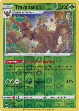 Pokemon - Trevenant - 017/196 - Holo Rare Reverse Holo - Sword &amp; Shield: Lost Origin Series - Top CollectiblesCollectible CardsPokémon