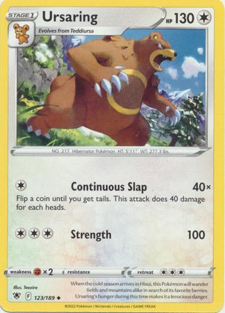 Pokemon - Ursaring - 123/189 - Uncommon - Sword &amp; Shield: Astral Radiance Series - Top CollectiblesCollectible CardsPokémon