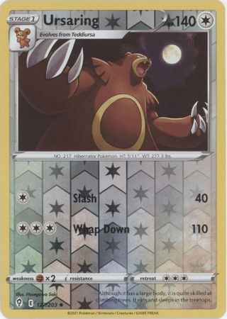 Pokemon - Ursaring - 127/203 - Uncommon Reverse Holo - Sword &amp; Shield: Evolving Skies Series - Top CollectiblesCollectible CardsPokémon