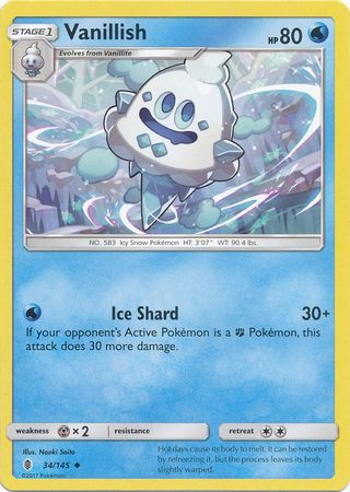 Pokemon - Vanillish - 34/145 - Uncommon - Sun &amp; Moon: Guardians Rising Series - Top CollectiblesCollectible CardsPokémon