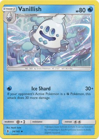 Pokemon - Vanillish - 34/145 - Uncommon - Sun & Moon: Guardians Rising Series - Top CollectiblesCollectible CardsPokémon