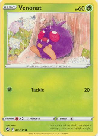 Pokemon - Venonat - 001/195 - Common - Sword &amp; Shield: Silver Tempest Series - Top CollectiblesCollectible CardsPokémon