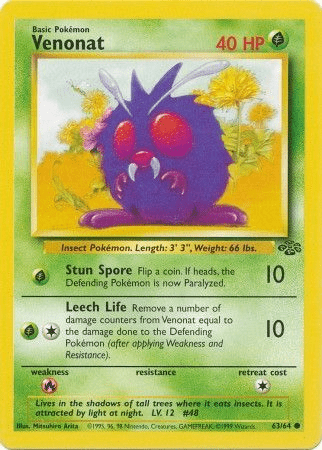 Pokemon - Venonat - 63/64 - Common Unlimited - Jungle Series - Top CollectiblesCollectible CardsPokémon