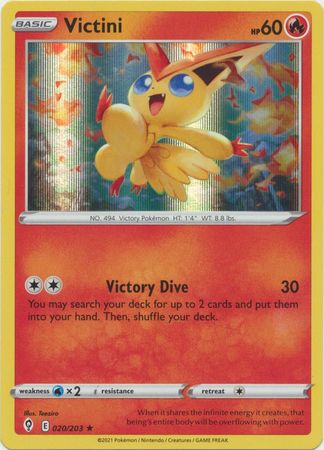 Pokemon - Victini - 020/203 - Holo Rare - Sword &amp; Shield: Evolving Skies Series - Top CollectiblesCollectible CardsPokémon