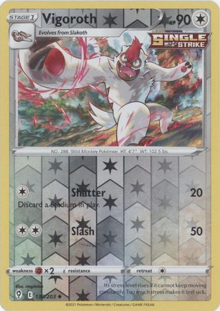 Pokemon - Vigoroth - 130/203 - Uncommon Reverse Holo - Sword &amp; Shield: Evolving Skies Series - Top CollectiblesCollectible CardsPokémon
