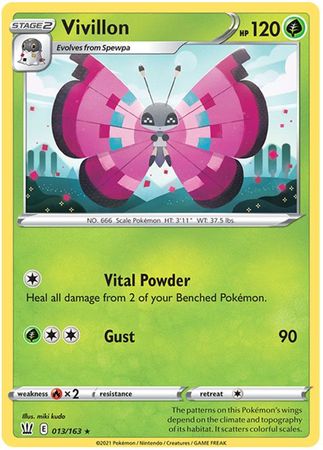 Pokemon - Vivillon - 013/163 - Rare - Sword &amp; Shield: Battle Styles Singles - Top CollectiblesCollectible CardsPokémon