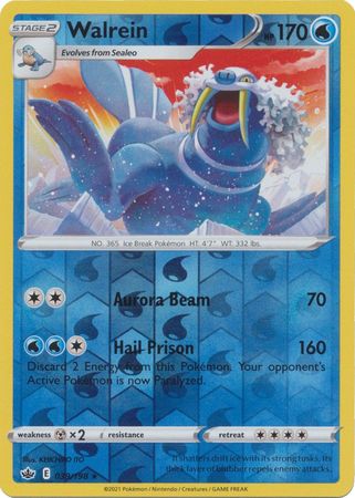 Pokemon - Walrein - 039/198 - Rare Reverse Holo - Sword &amp; Shield: Chilling Reign Series - Top CollectiblesCollectible CardsPokémon