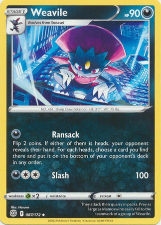 Pokemon - Weavile - 087/172 - Uncommon - Sword & Shield: Brilliant Stars Series - Top CollectiblesCollectible CardsPokémon