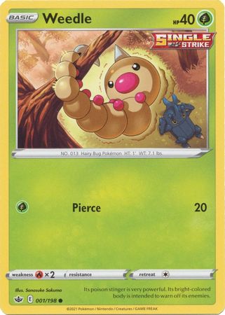 Pokemon - Weedle - 001/198 - Common - Sword &amp; Shield: Chilling Reign Series - Top CollectiblesCollectible CardsPokémon